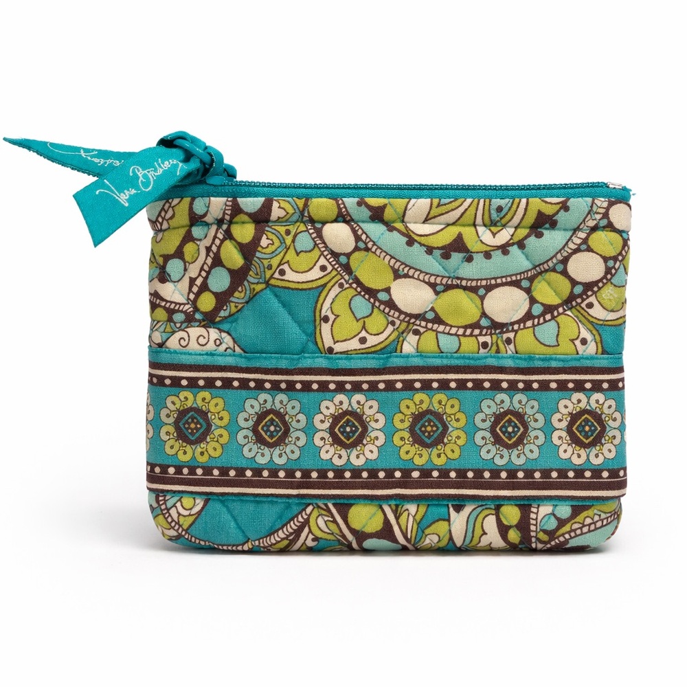 Vera Bradley Vintage Green and blue print zip wallet